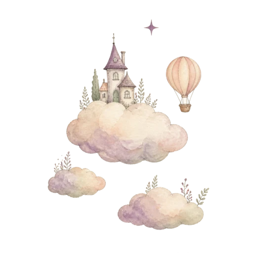 Cloud city illustration