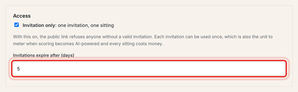 Invitations expire after (days) field, highlighted with a red ring.