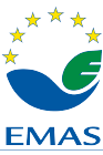 EMAS Logo Design with Green Leaf and Yellow Stars EMAS logo featuring a green leaf and blue swoosh surrounded by yellow stars.