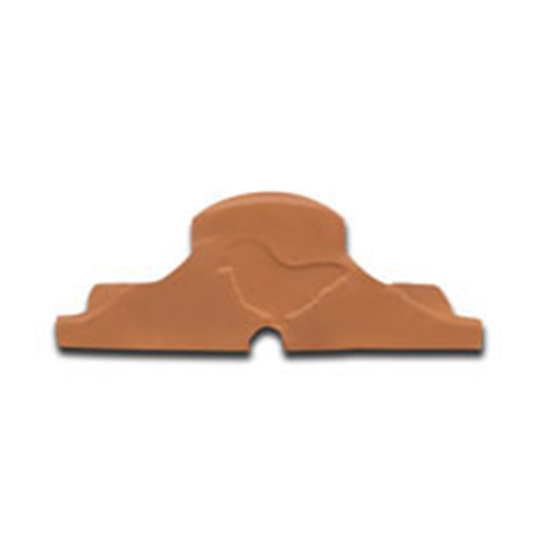 Terracotta clay roof tile with bird design.