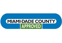 Miami-Dade County Approval Logo Miami-Dade County Approved logo featuring a blue oval design.