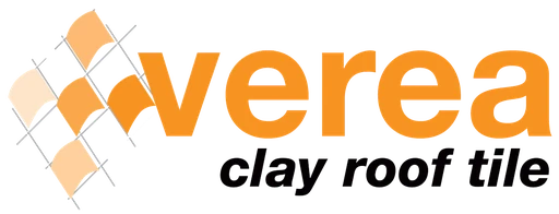 Verea Clay Roof Tile Logo Verea logo featuring stylized clay roof tiles in orange and beige.