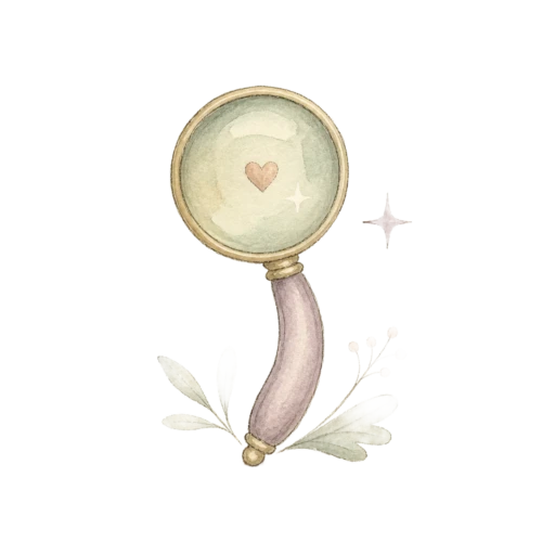 Watercolor illustration of a magnifying glass