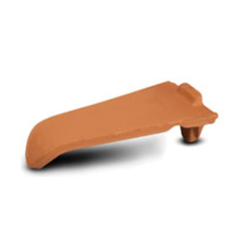 Terra cotta roofing tile designed for ridge and hip sections.