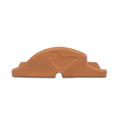 Terracotta roof tile with bird silhouette, designed for Spanish-style architecture.