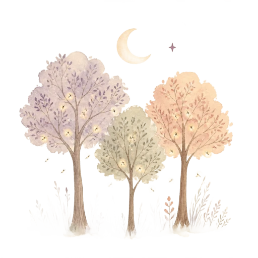 Moonlit forest illustration