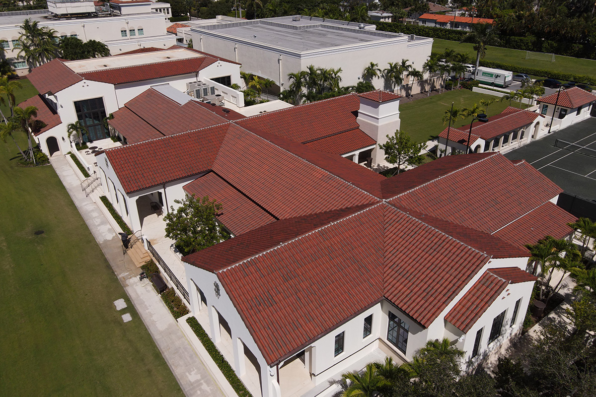 Elegant Building with Red Clay Tile Roof