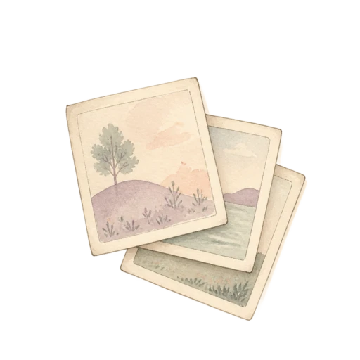 Watercolor illustration of a small stack of photos