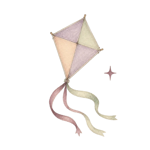 Watercolor illustration of a small paper kite
