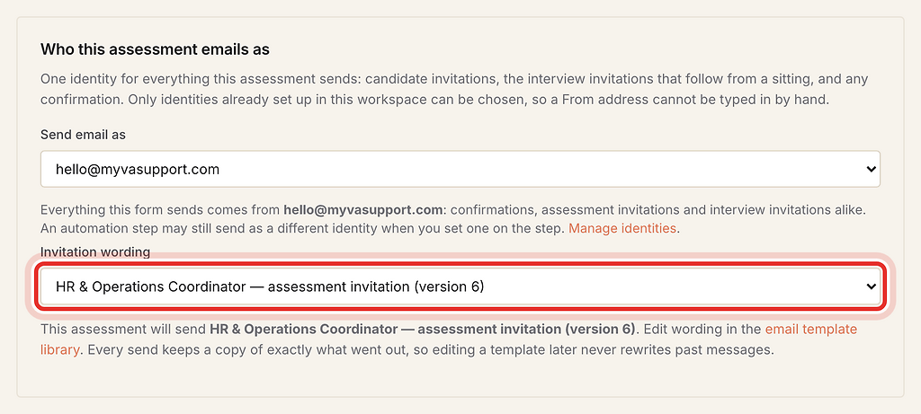 Invitation wording list, highlighted with a red ring.