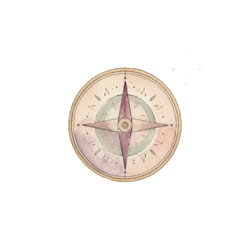 Watercolor illustration of a small compass