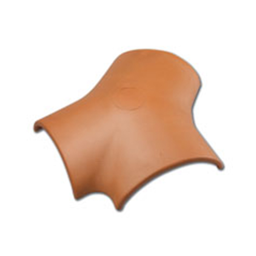 Clay roof tile with three-way ridge design for versatile roofing solutions.