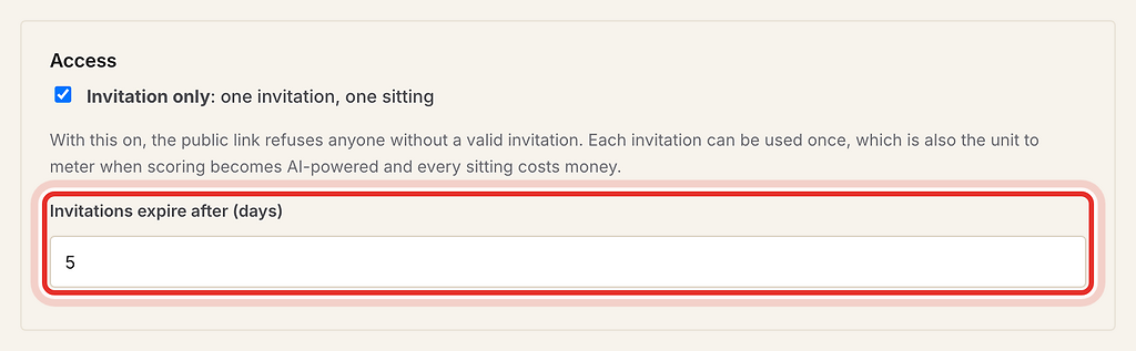 Invitations expire after (days) field, highlighted with a red ring.