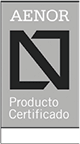 AENOR Certified Product Badge AENOR certification badge for certified products in gray and black design.