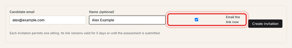 Email the link now checkbox, highlighted with a red ring.