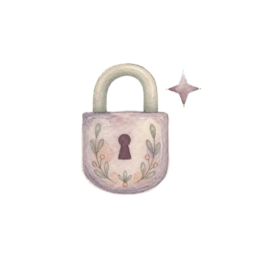 Watercolor illustration of a small padlock
