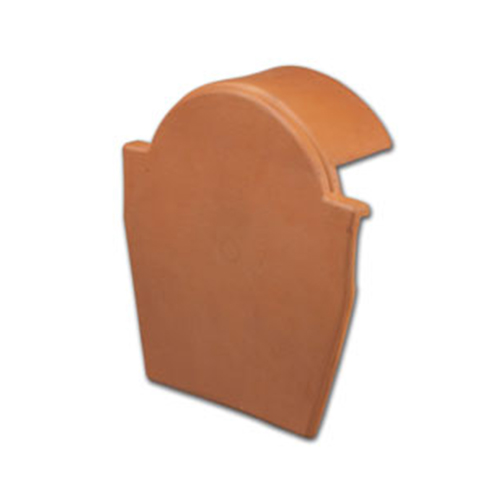 Terracotta clay roof ridge end for durable roofing solutions.